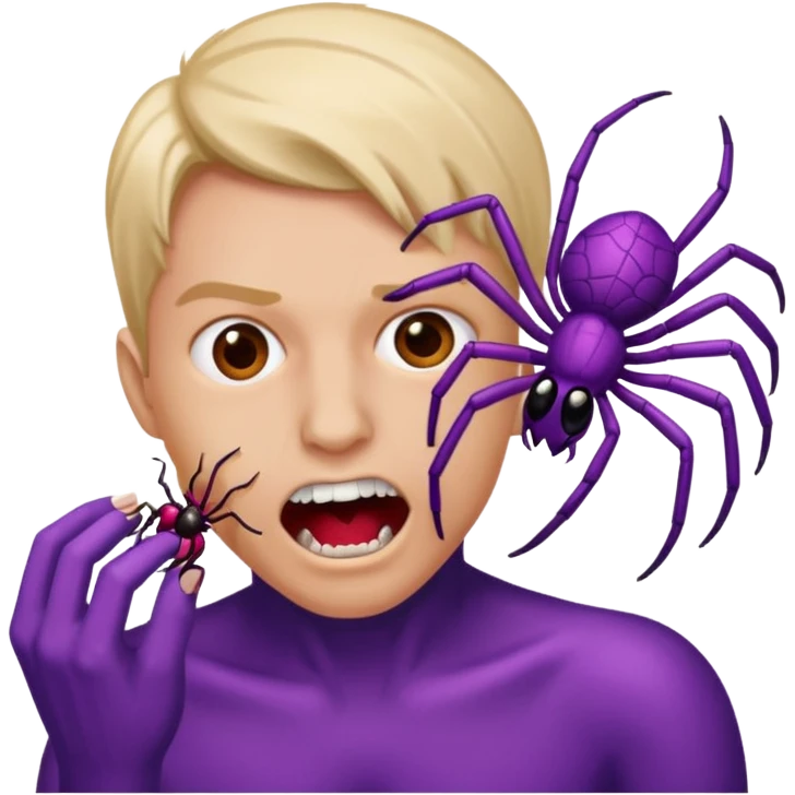 purple spider biting arm no wound mid bite emoji
