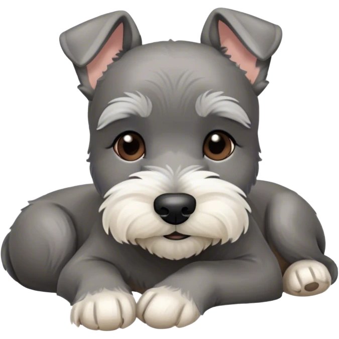 Meme-Worthy Cute Sleeping Miniature Schnauzer Portrait Emoji, Head gently tilted in a relaxed, blissful slumber with a soft, contented smile and eyes tenderly closed, featuring a neat salt-and-pepper fur with charming, relaxed features, simplified yet irresistibly endearing, highly detailed, glowing with a soft, cozy radiance, high shine, exuding gentle, heartwarming charm, styled with a soft glowing outline, capturing the essence of a sleeping Miniature Schnauzer that looks perfectly poised to become a viral icon of adorable rest! emoji