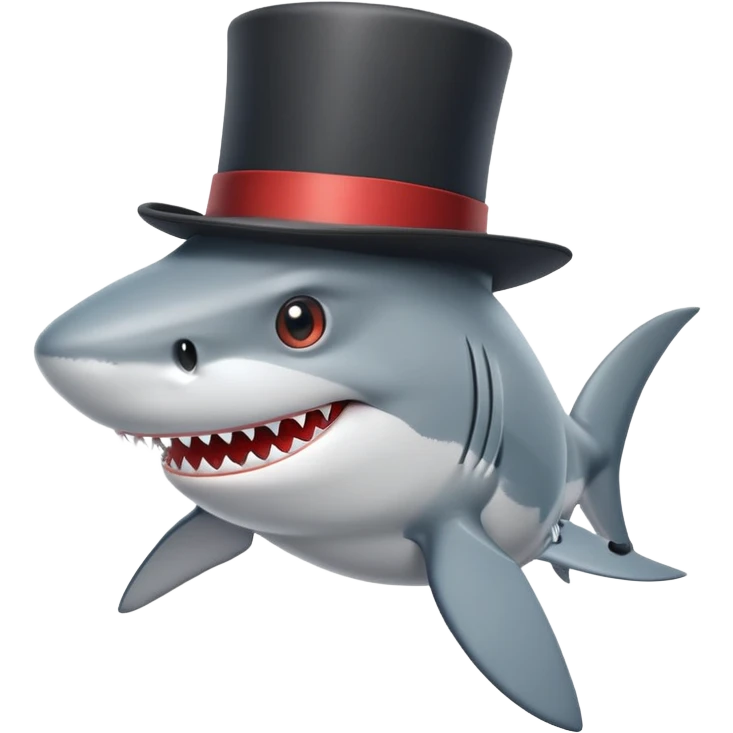 Shark with a top hat emoji