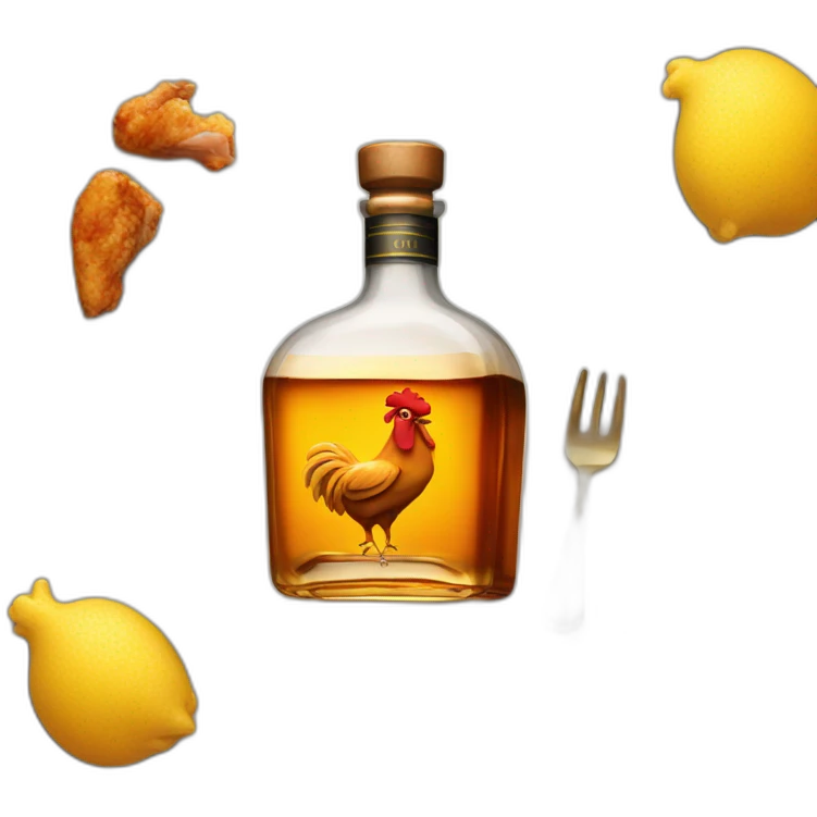 Whiskey bottle with chicken plate emoji