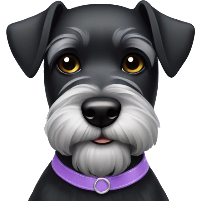 black miniature schnauzer with lilac collar emoji