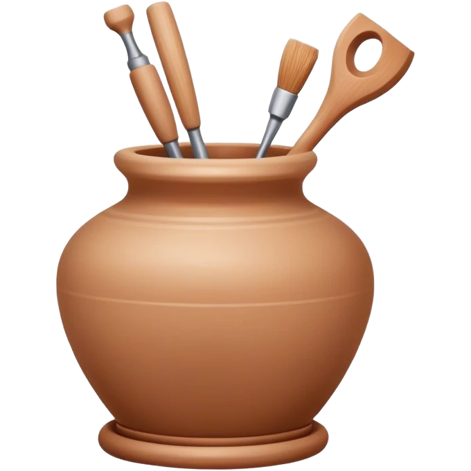 Ceramics making icon, pottery wheel, clay being shaped, ceramic vase or bowl, sculpting tools, minimalistic style, clean lines, transparent background. emoji