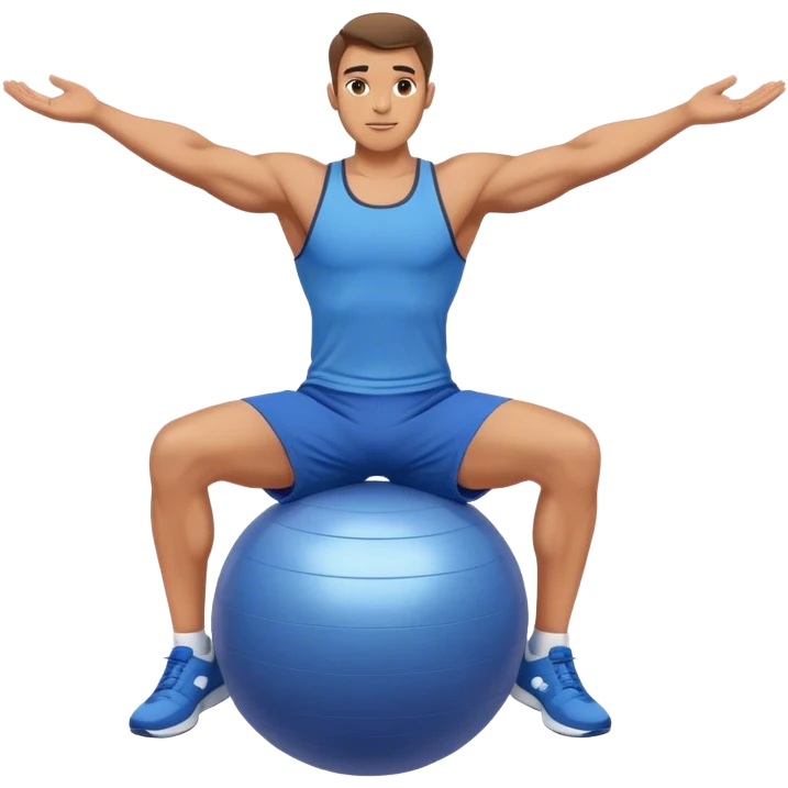 fit man with blue shorts stability-ball balance emoji