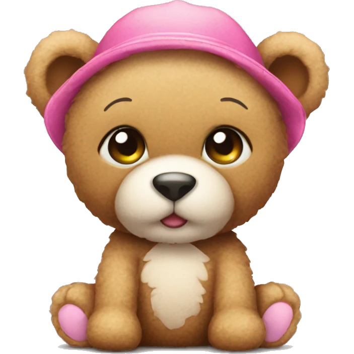 Cute teddy with a pink now emoji