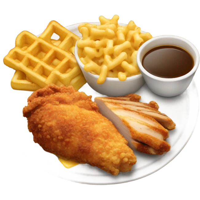 A Chick-fil-A meal with grilled chicken, mac & cheese, and waffle fries emoji