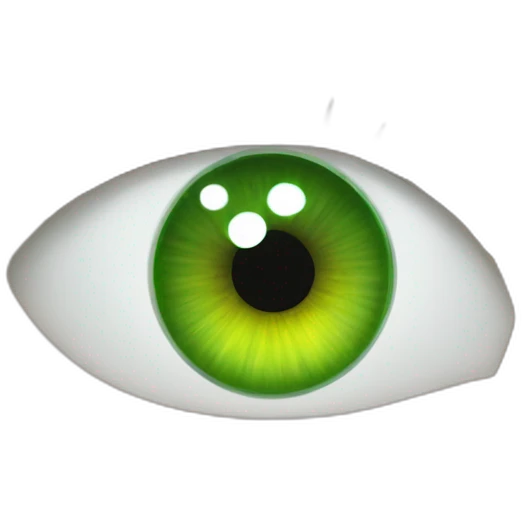 green eye with robotic lawnmower in pupils reflection emoji