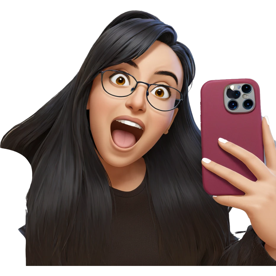 girl taking selfie with phone emoji