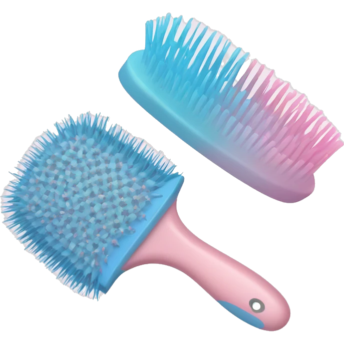 Pastel pink and blue hairbrush emoji