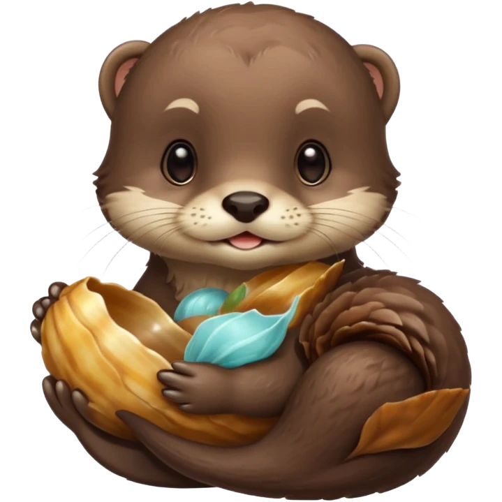 baby otter hold a shell emoji