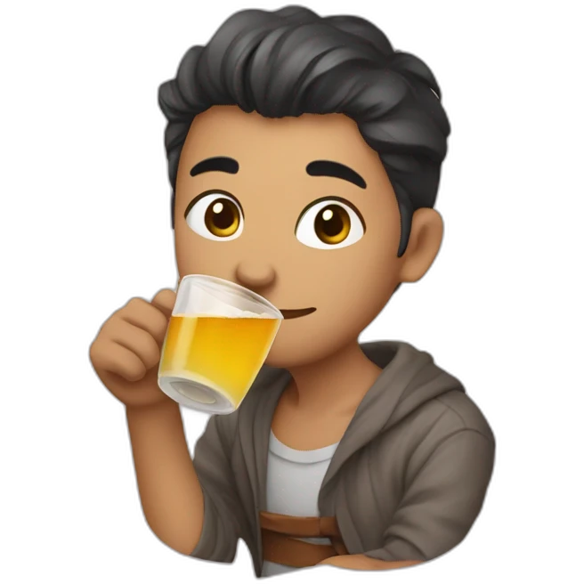 Dédé drinking tisane emoji