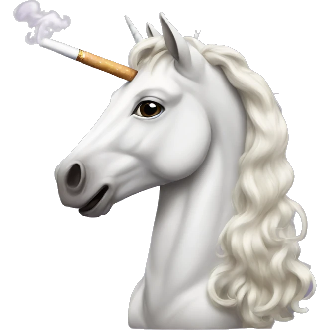a unicorn smoking emoji