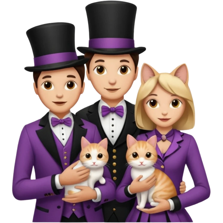 magician couple and their pet cat emoji