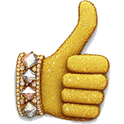 thumbs up emoji with a hand made only from jewels emoji
