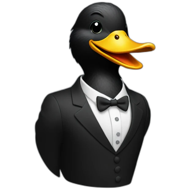 black duck on suit laughing emoji