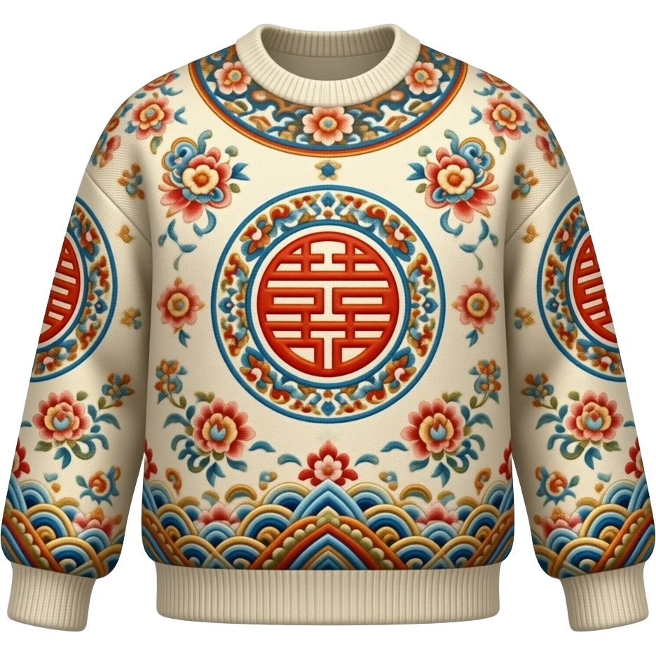 Oversized pullover  with Chinese design emoji