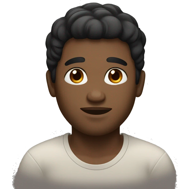 round face man with low black hair and brown skin emoji