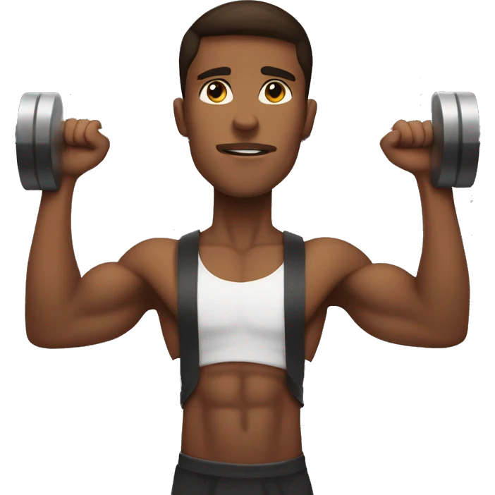 Young strong brown-skinned man lifting barbell emoji
