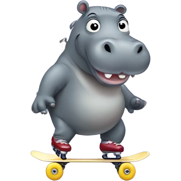 Hippo on skates emoji