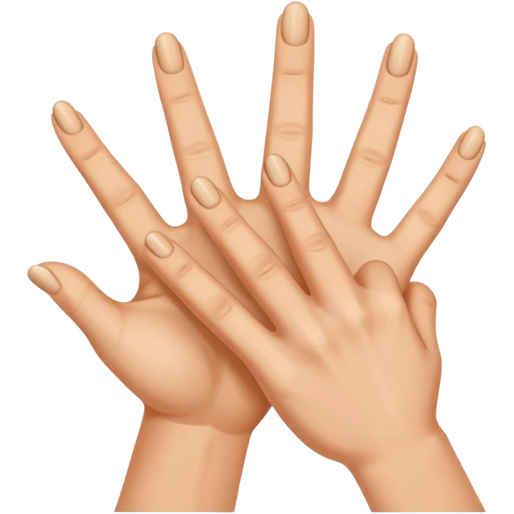 W V as hand signs. 5 fingers on each hand emoji