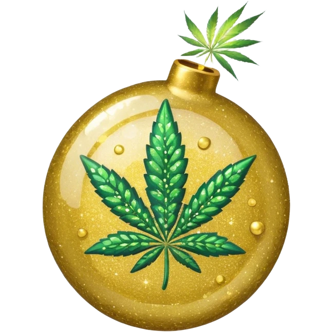 glitter bomb with weed emoji