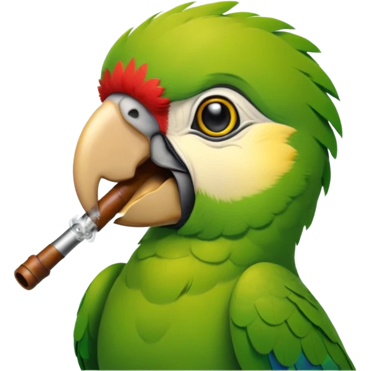 green parrot smoking pipe emoji