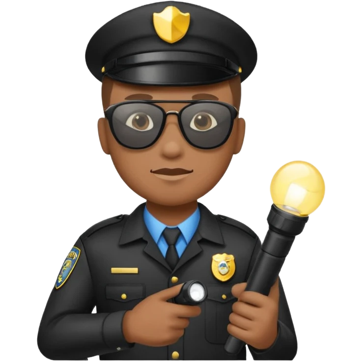 school security, sun glasses, holding flashlight emoji