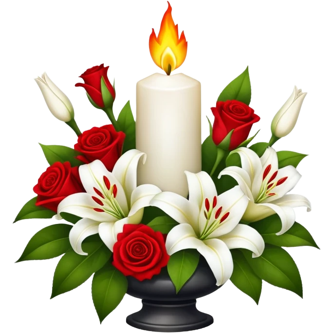 Eternal flame and flowers, symbol of remembrance May 9 emoji