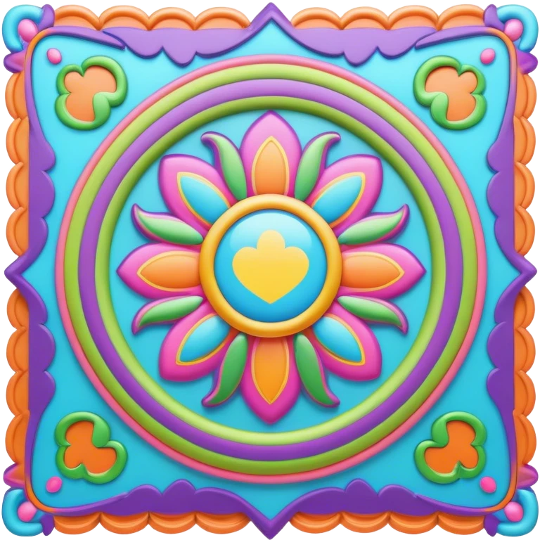 3D, psychedelic colored hippie style border emoji