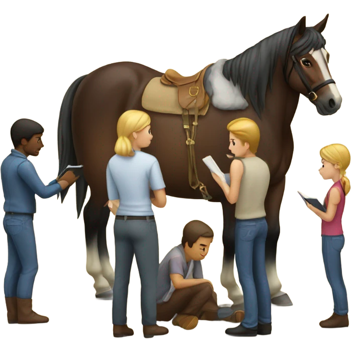 People reading a horse emoji