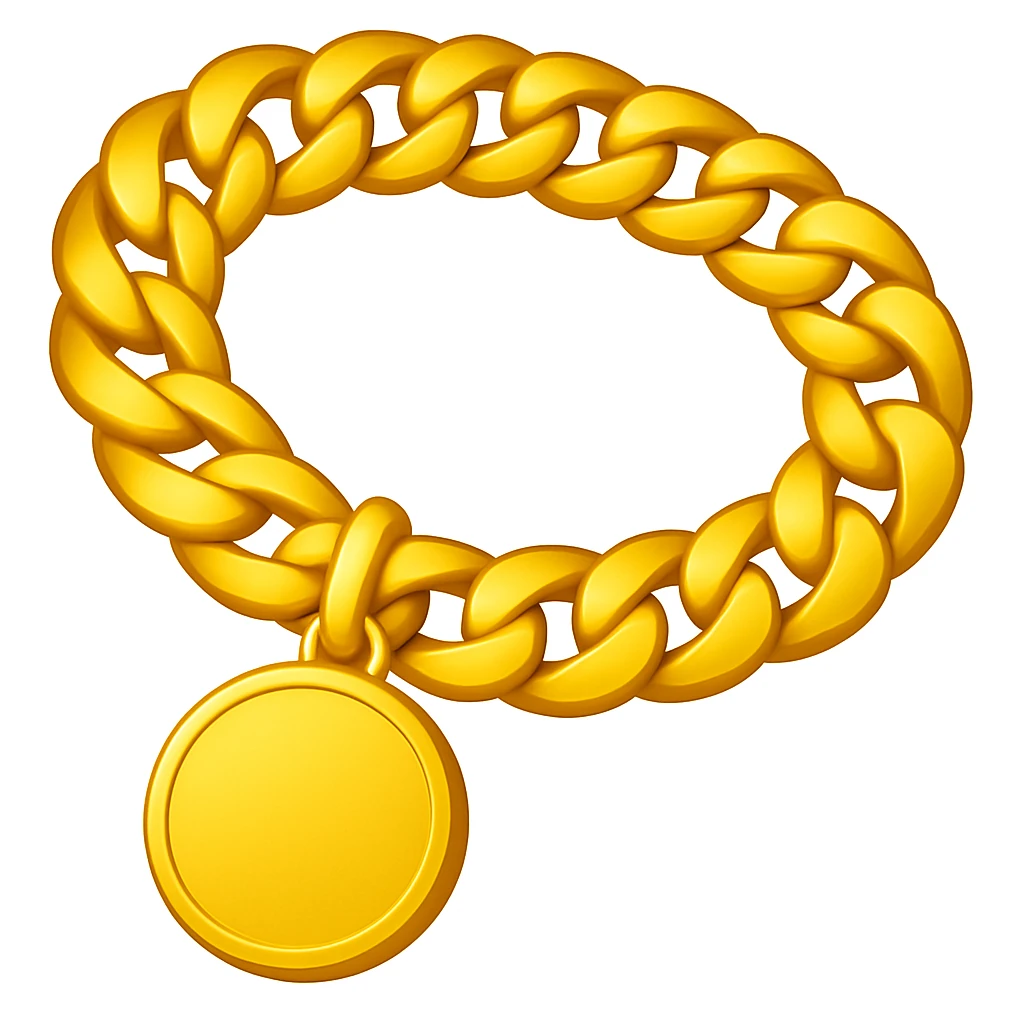 Keep the image exactly like the reference but make the circle pendant blank, in iOS emoji style. All other details and style should remain the same. emoji
