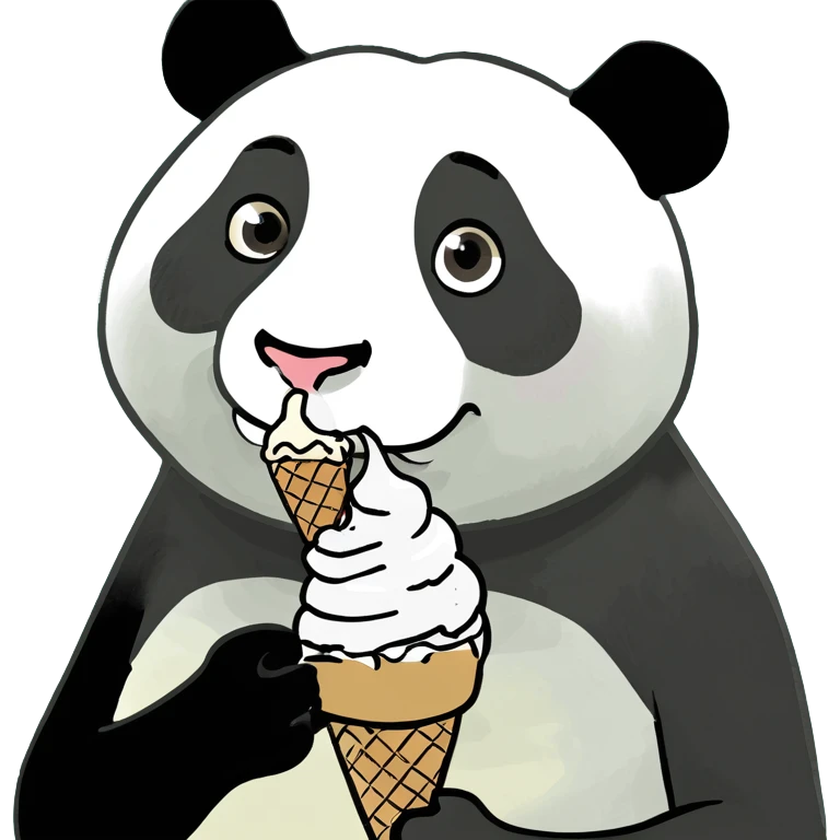 Panda eating ice cream emoji