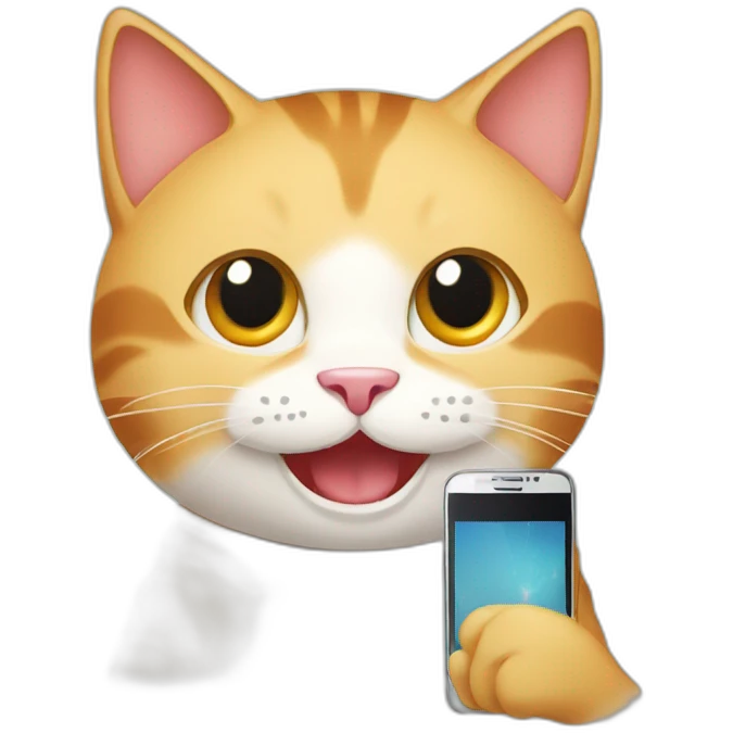 Happy cat with smartphone emoji