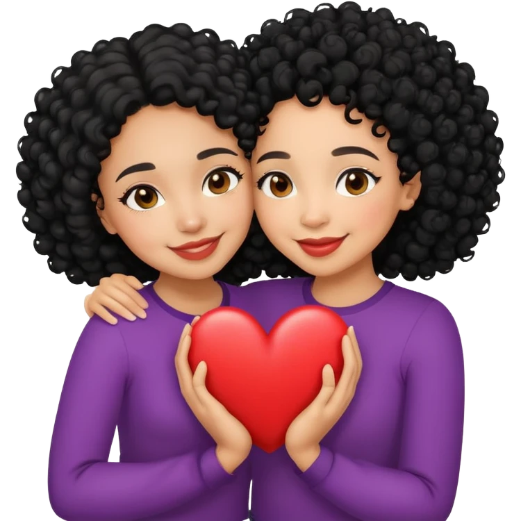 big sister little sister both  lightskin with black curly hair smiling hugging heart  emoji