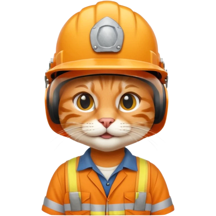 orange cat, handyman Outfit, wearing a Helmet emoji
