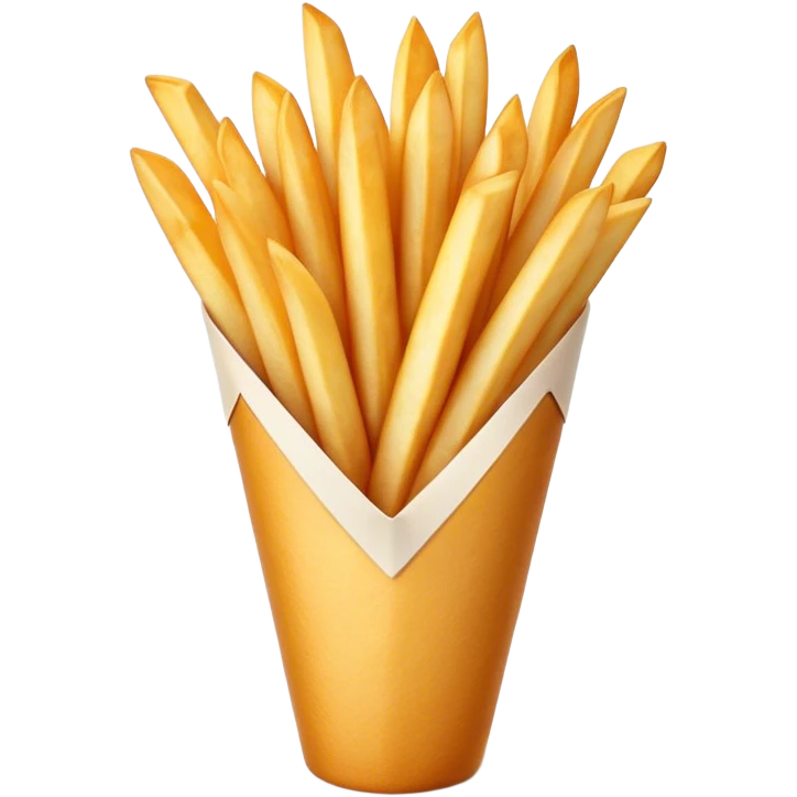 Belgian Fries Cinematic Realistic Belgian Fries Dish Emoji, depicted as a generous serving of crispy fries neatly presented in a white paper cone, rendered with vivid textures and appetizing, natural lighting. emoji