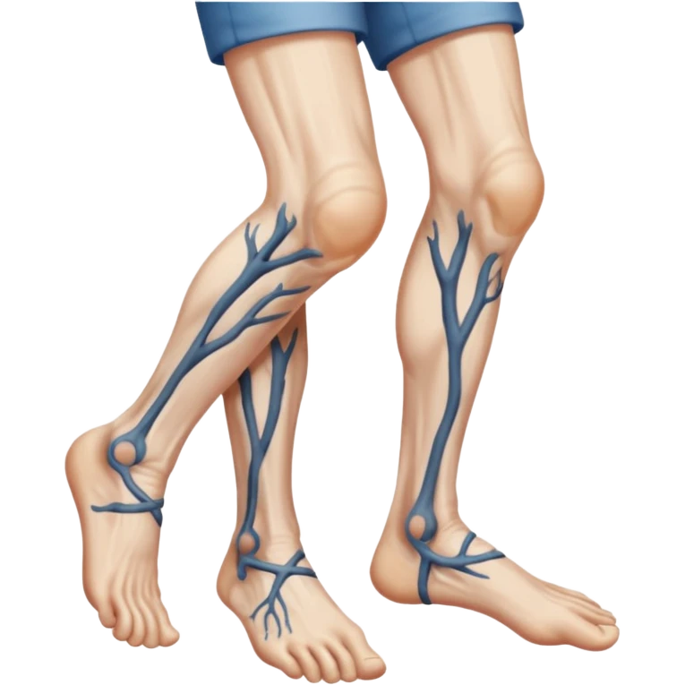 old peoples legs with discrete veins showing emoji