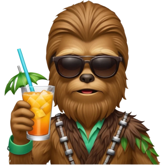 a wookiee wearing sunglasses drinking a tropical drink emoji