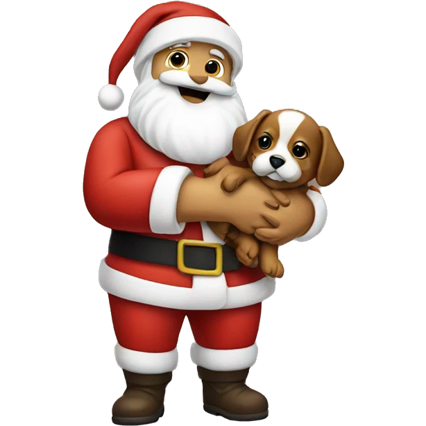 Santa Claus holding a puppy emoji