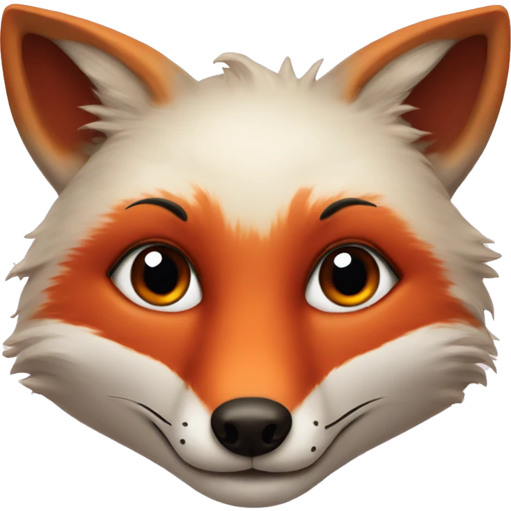 deep lush red fox face with tiny red heart instead of eyes emoji