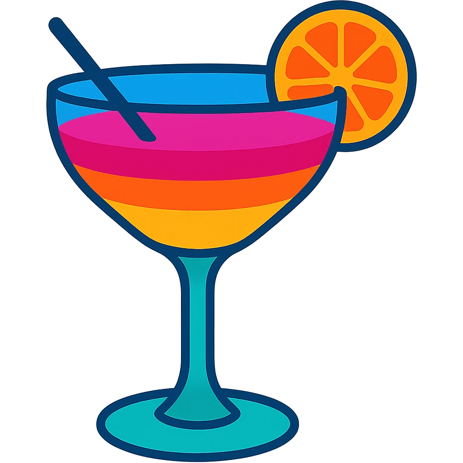 colorful cocktail glass with garnish, vibrant style emoji