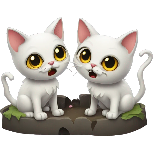 two zombie cats in love coming out of graves emoji