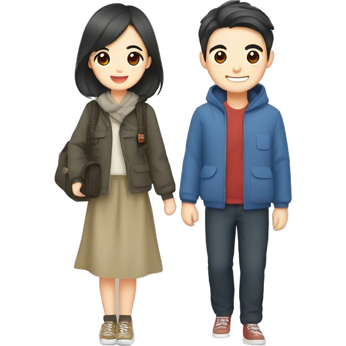 Cute Korean couple traveling Japan  emoji