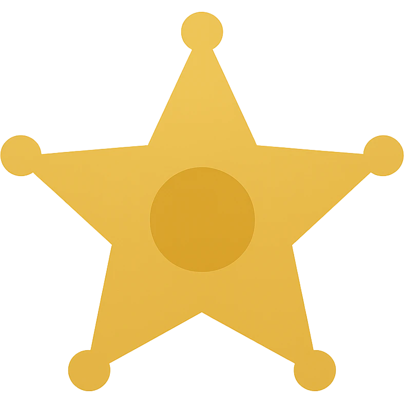simplified sheriff's star badge icon, gold, minimal, no text emoji