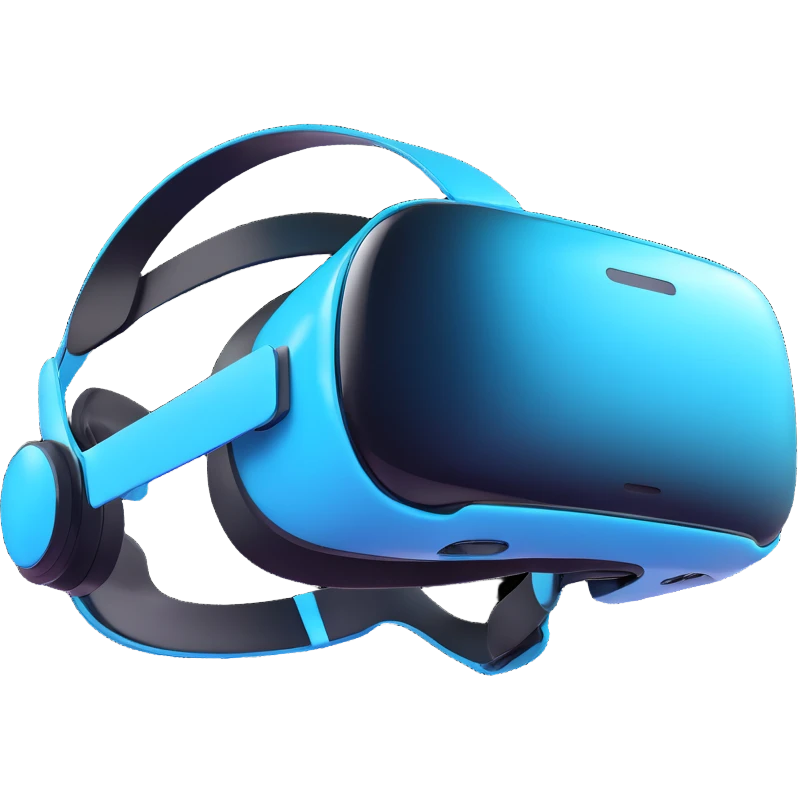 3D style VR headset, glossy, futuristic, floating, no background emoji