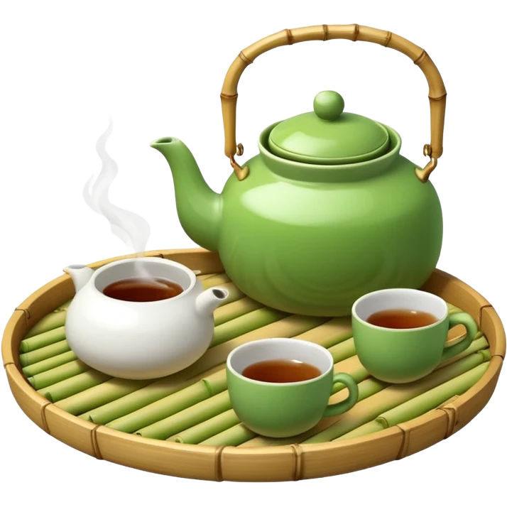 japan bamboo tray with a teapot and cup emoji