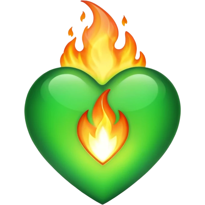 green flame heart emoji