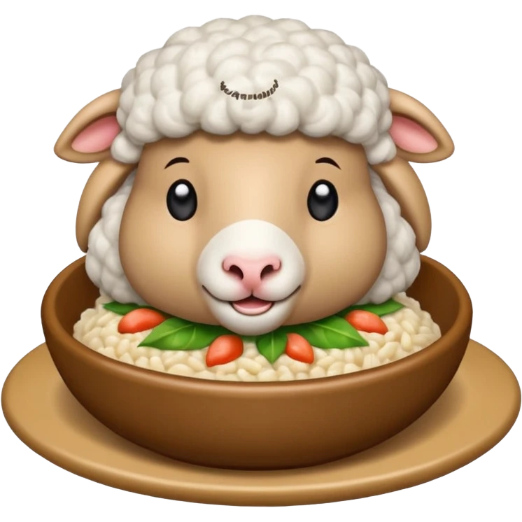 Sheep eating tuna risoto emoji