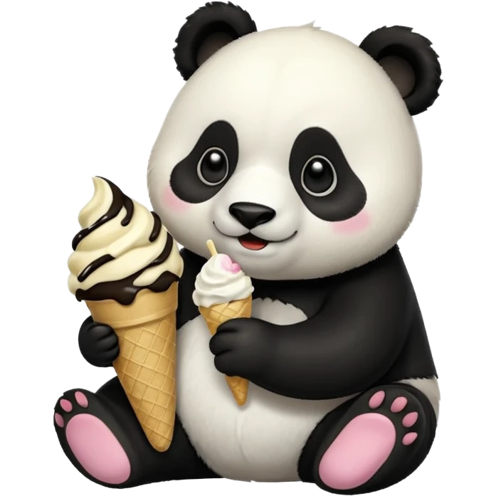 Panda eating ice cream emoji