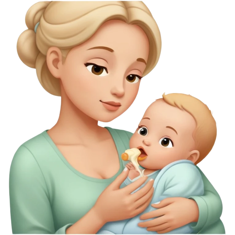 Mother feeding newborn baby, nurturing moment emoji
