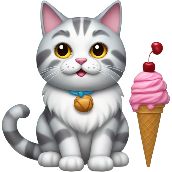 Cat with a ice cream emoji
